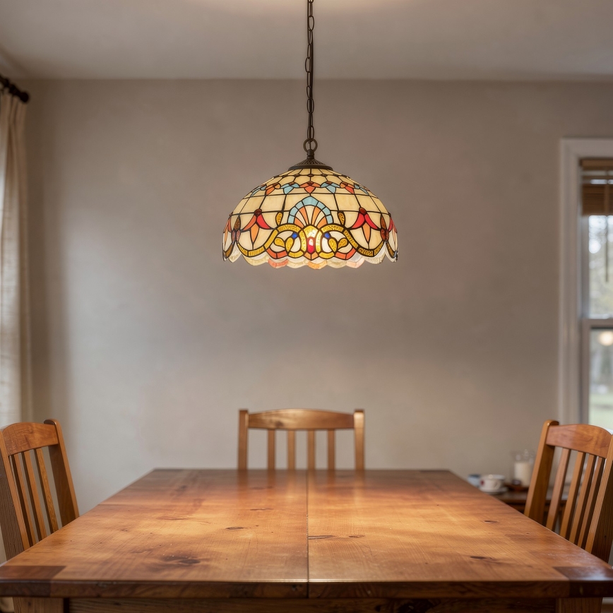 Brilagi - Láncon függő Tiffany-vitrázs csillár MIRABELLA 1xE27/60W/230V Ø 40 cm