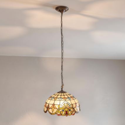 Brilagi - Láncon függő Tiffany-vitrázs csillár MIRABELLA 1xE27/60W/230V Ø 40 cm