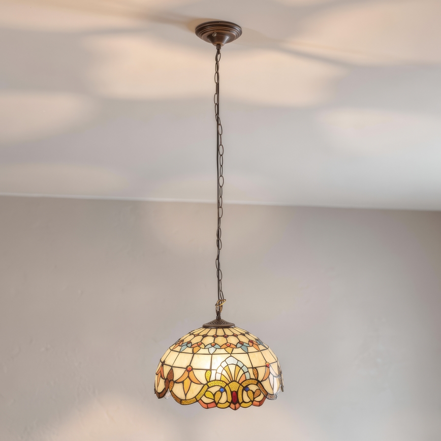 Brilagi - Láncon függő Tiffany-vitrázs csillár MIRABELLA 1xE27/60W/230V Ø 40 cm