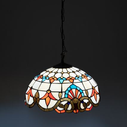 Brilagi - Láncon függő Tiffany-vitrázs csillár MIRABELLA 1xE27/60W/230V Ø 40 cm