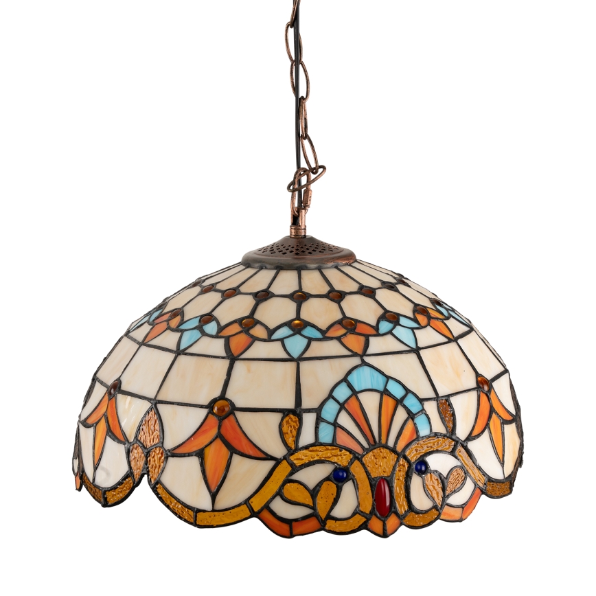 Brilagi - Láncon függő Tiffany-vitrázs csillár MIRABELLA 1xE27/60W/230V Ø 40 cm