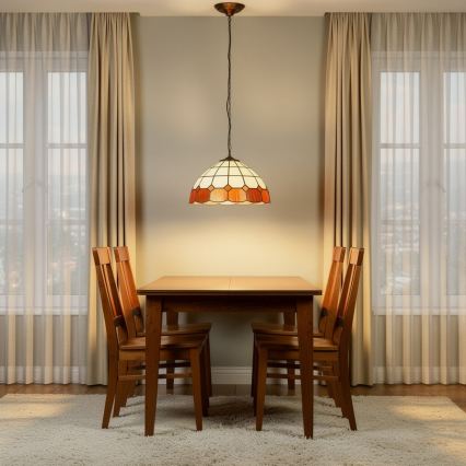 Brilagi - láncon függő Tiffany-vitrázs csillár SIENNA 1xE27/60W/230V átm. 40 cm