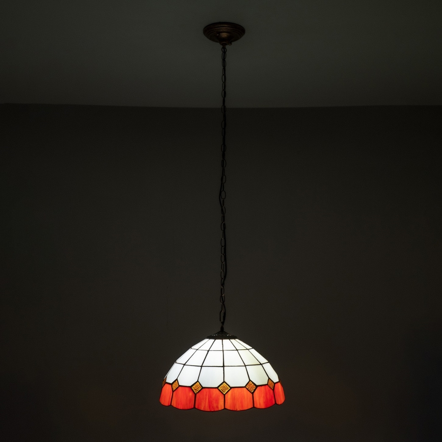 Brilagi - láncon függő Tiffany-vitrázs csillár SIENNA 1xE27/60W/230V átm. 40 cm