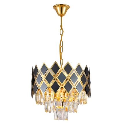 Brilagi - Láncos csillár CRISTAL 5xE14/40W/230V átm. 38 cm arany/fekete
