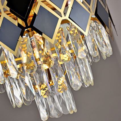 Brilagi - Láncos csillár CRISTAL 5xE14/40W/230V átm. 38 cm arany/fekete