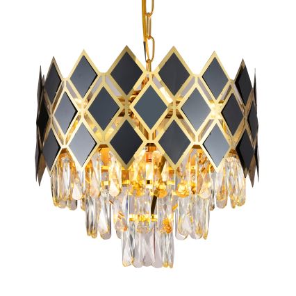 Brilagi - Láncos csillár CRISTAL 5xE14/40W/230V átm. 38 cm arany/fekete
