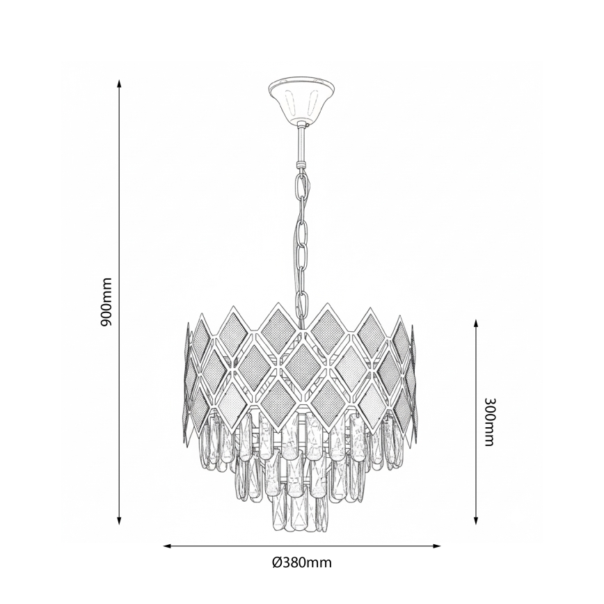 Brilagi - Láncos csillár CRISTAL 5xE14/40W/230V átm. 38 cm arany/fekete
