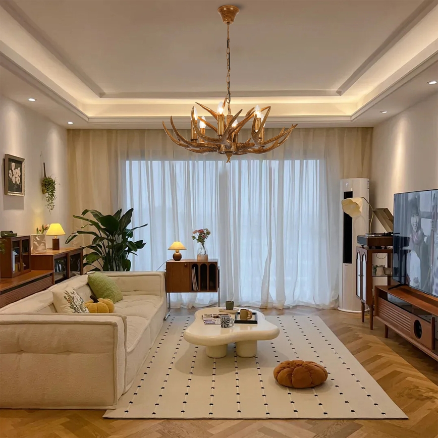 Brilagi - Láncos csillár DEER 6xE14/10W/230V, átm. 70 cm, agancs