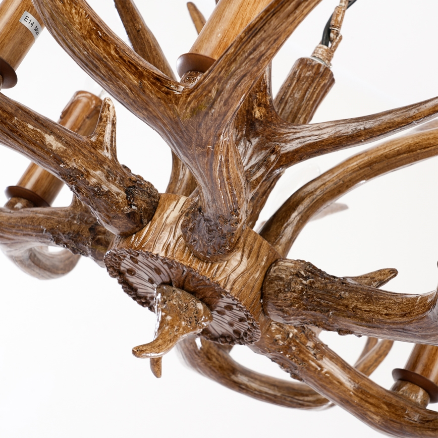 Brilagi - Láncos csillár DEER 6xE14/10W/230V, átm. 70 cm, agancs