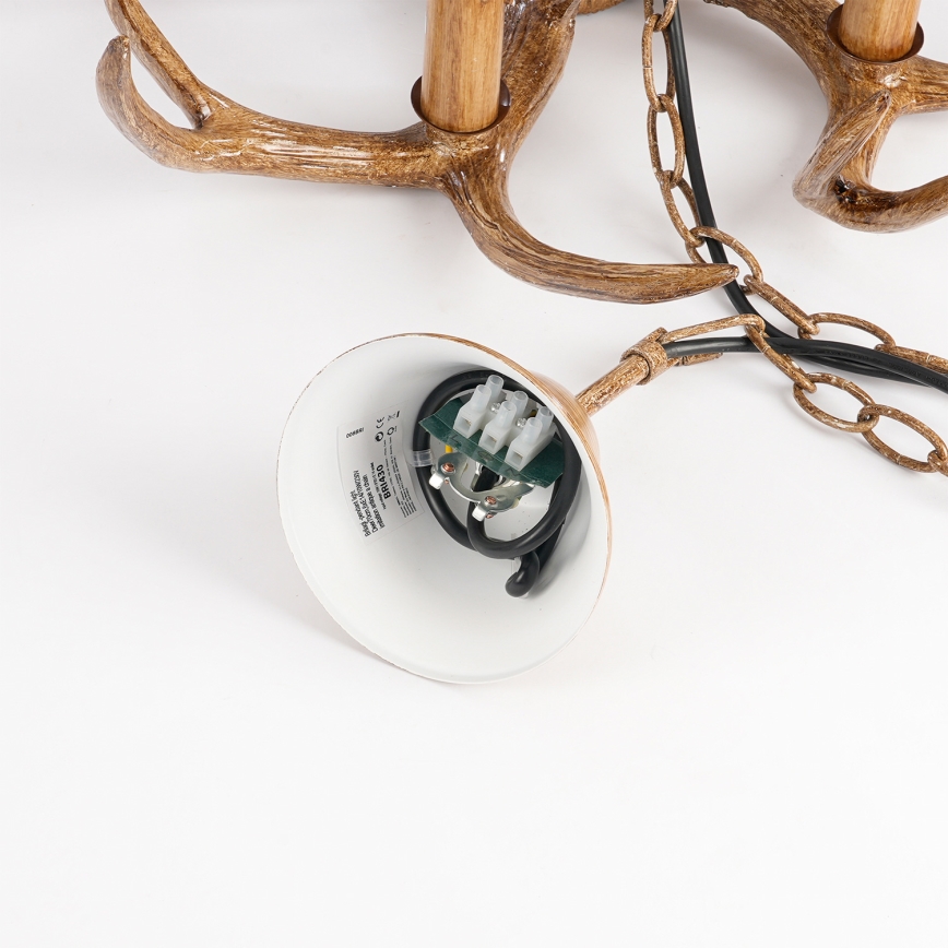 Brilagi - Láncos csillár DEER 6xE14/10W/230V, átm. 70 cm, agancs