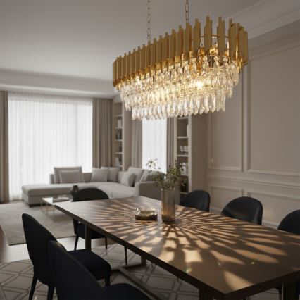 Brilagi - Láncos csillár ECLIPSE 10xE14/10W/230V 78x28 cm arany