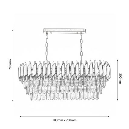 Brilagi - Láncos csillár ECLIPSE 10xE14/10W/230V 78x28 cm arany
