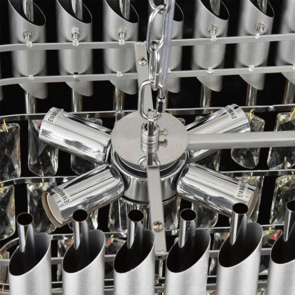 Brilagi - Láncos csillár ECLIPSE 10xE14/10W/230V 78x28 cm ezüstszínű