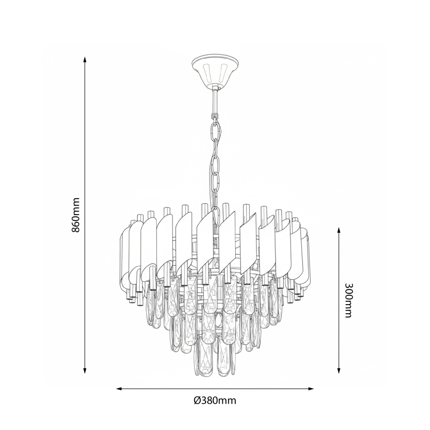 Brilagi - Láncos csillár ECLIPSE 5xE14/10W/230V átm. 38 cm ezüstszínű