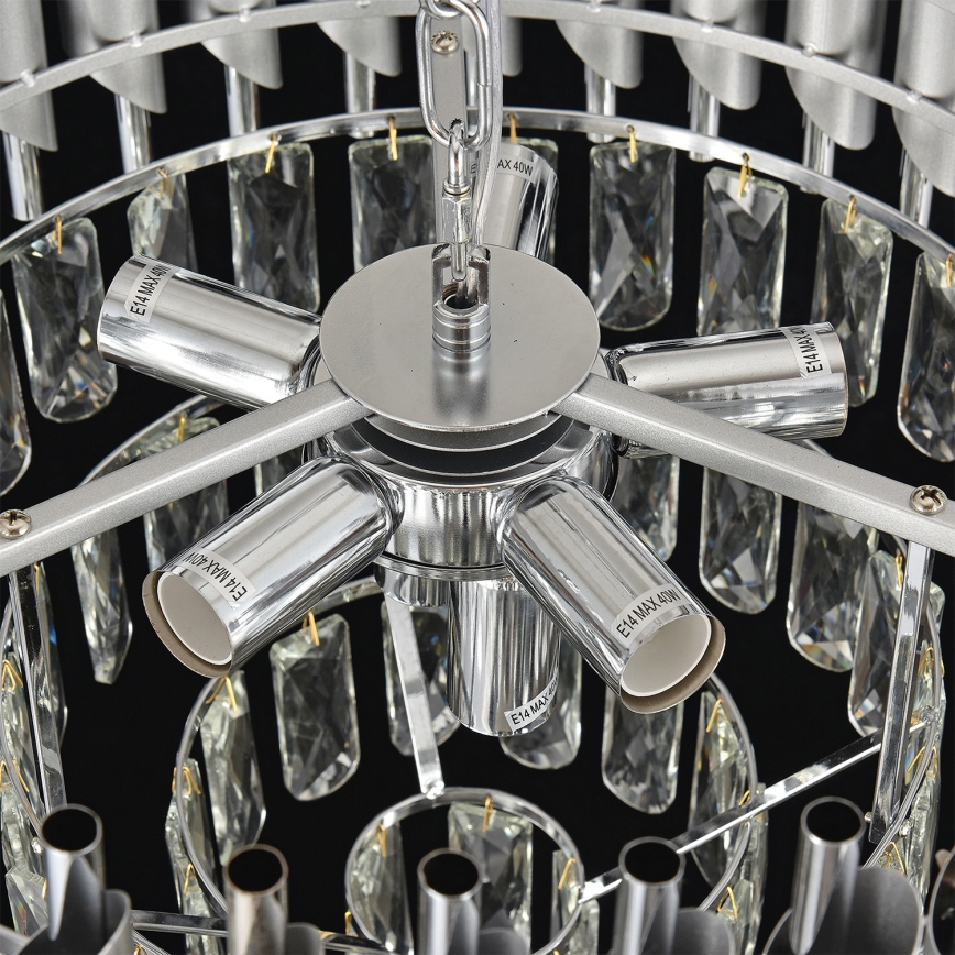 Brilagi - Láncos csillár ECLIPSE 7xE14/10W/230V átm. 48 cm ezüstszínű