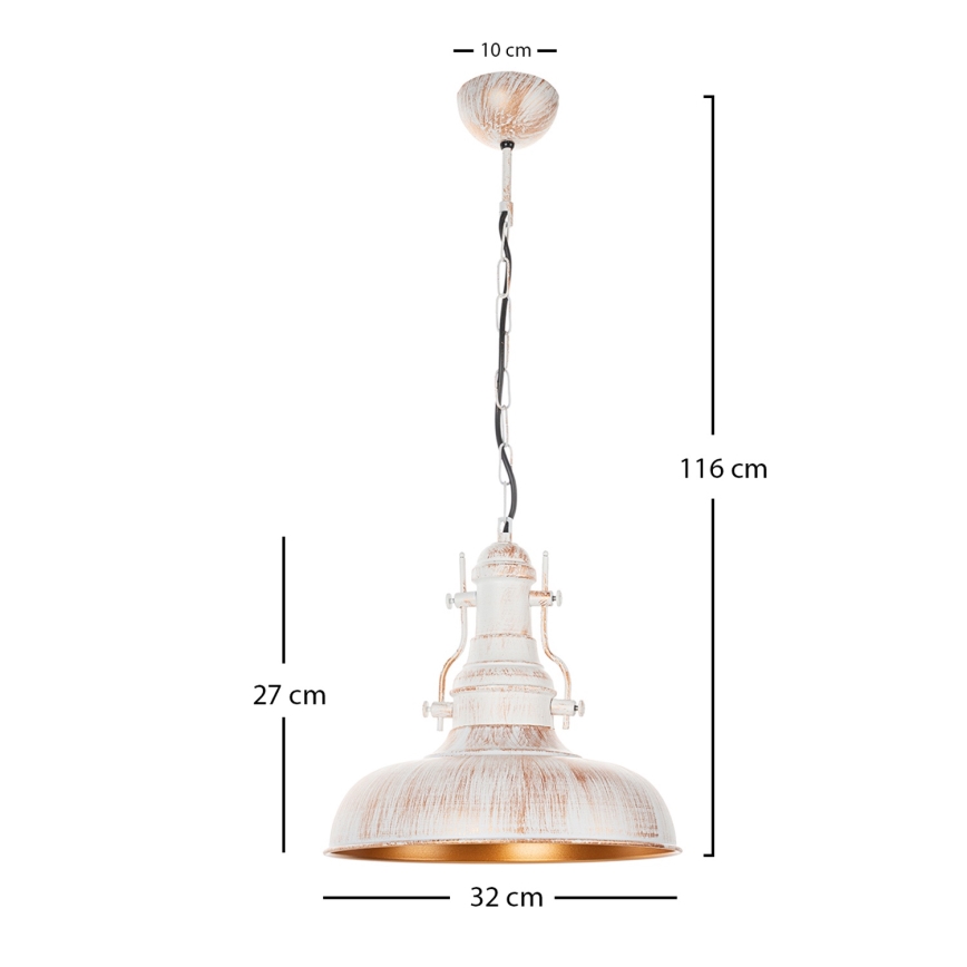 Brilagi - Láncos csillár PYRONIC 1xE27/40W/230V átm. 32 cm krémszínű/patina