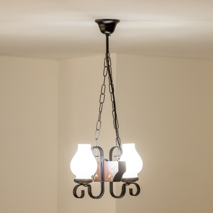 Brilagi - Láncos csillár QUEEN 2xE14/40W/230V bükk/wenge