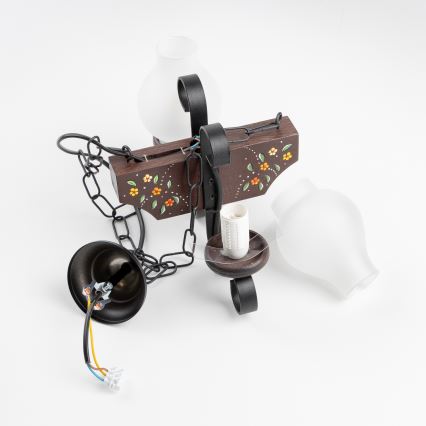 Brilagi - Láncos csillár QUEEN 2xE14/40W/230V bükk/wenge