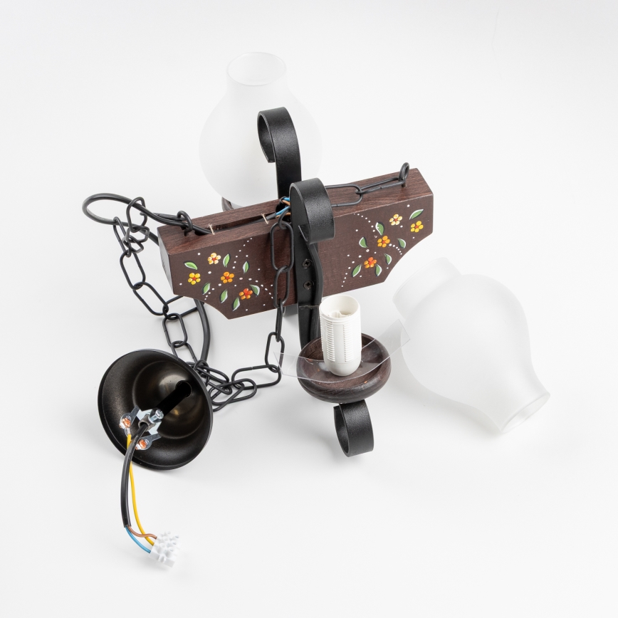 Brilagi - Láncos csillár QUEEN 2xE14/40W/230V bükk/wenge