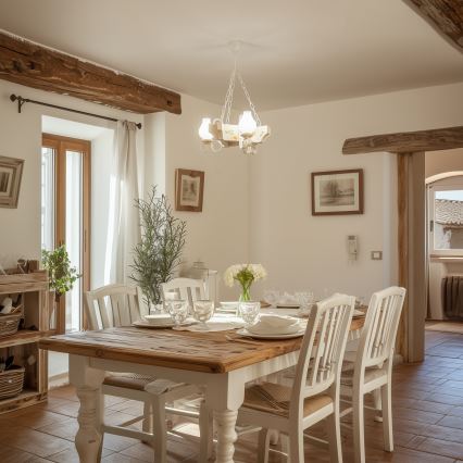 Brilagi - Láncos csillár QUEEN 3xE14/40W/230V bükk/krémszínű