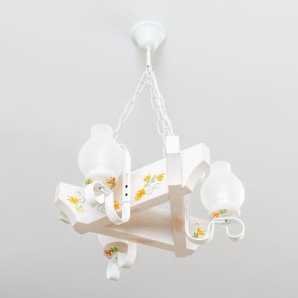 Brilagi - Láncos csillár QUEEN 3xE14/40W/230V bükk/krémszínű