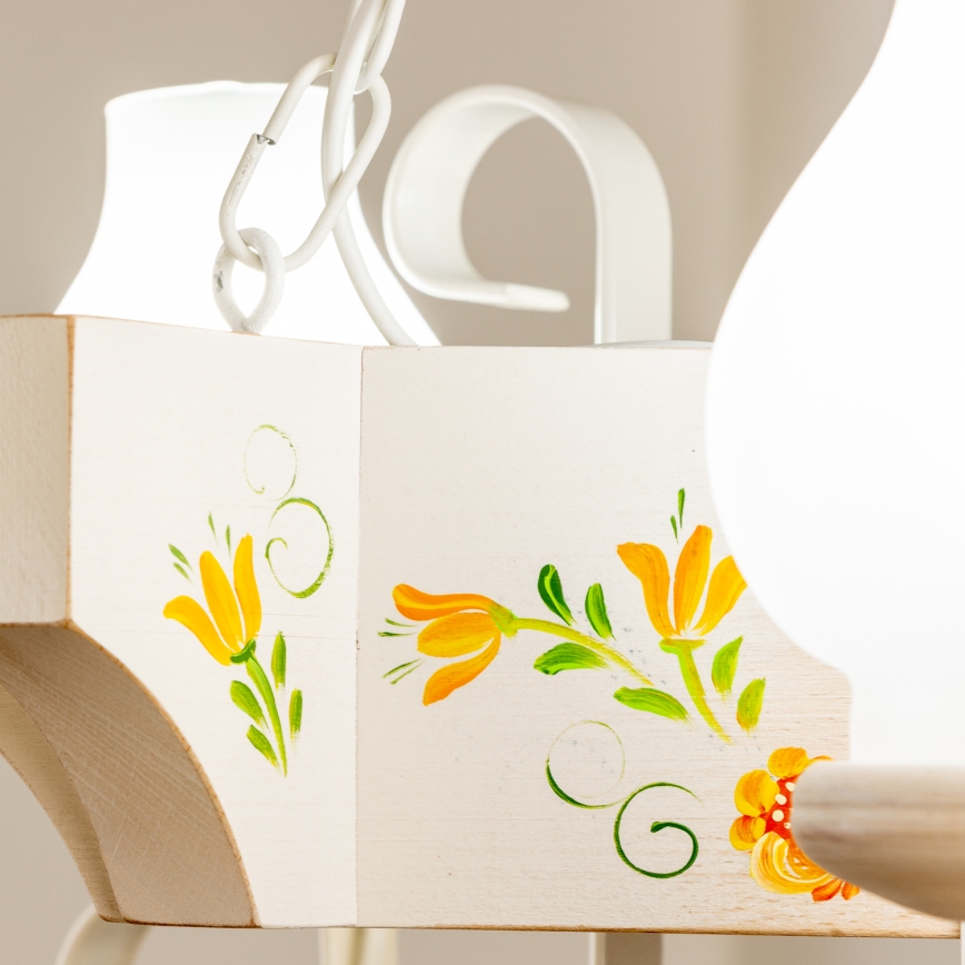 Brilagi - Láncos csillár QUEEN 3xE14/40W/230V bükk/krémszínű