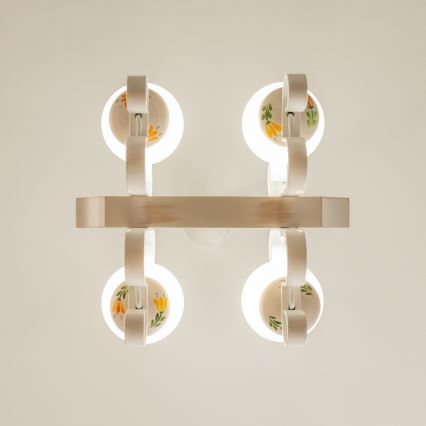 Brilagi - Láncos csillár QUEEN 4xE14/40W/230V bükk/krémszínű