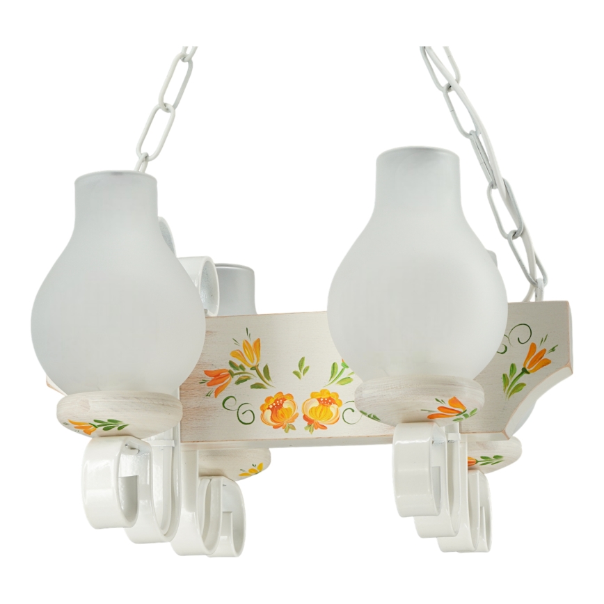 Brilagi - Láncos csillár QUEEN 4xE14/40W/230V bükk/krémszínű