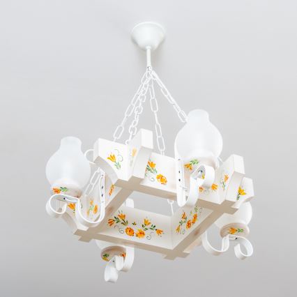 Brilagi - Láncos csillár QUEEN 4xE14/40W/230V bükk/krémszínű