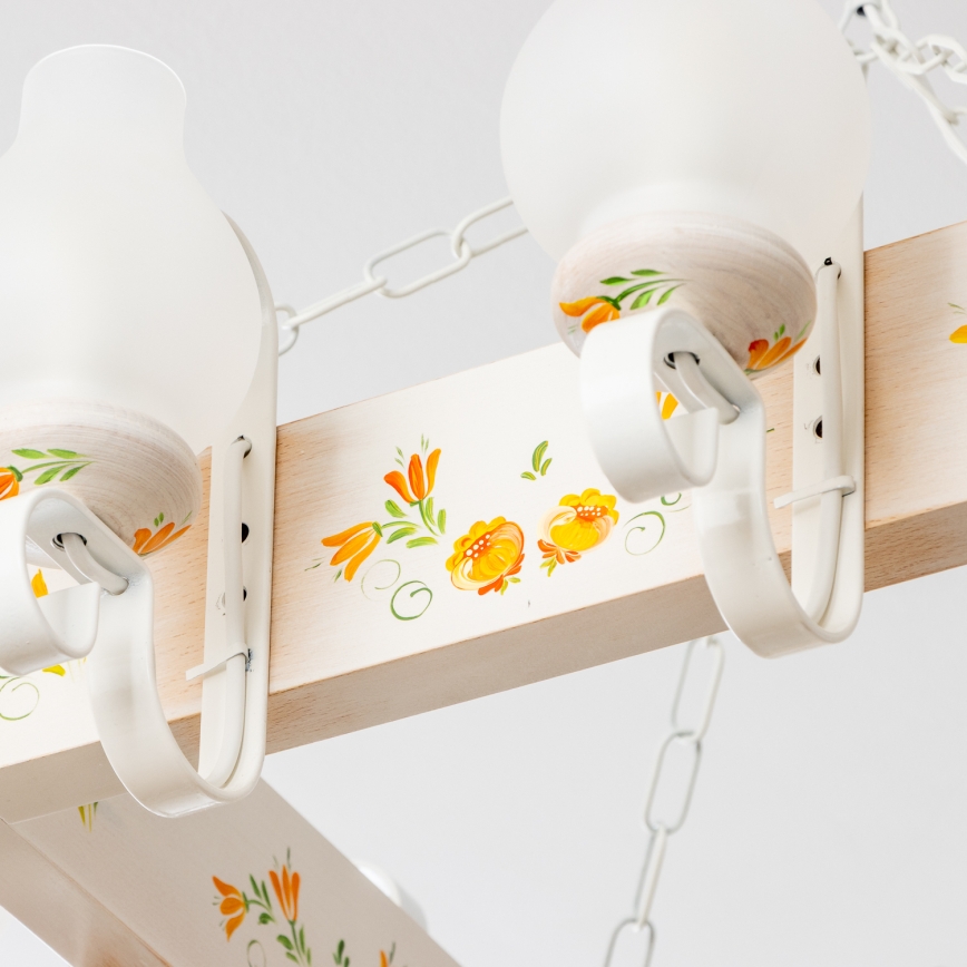 Brilagi - Láncos csillár QUEEN 8xE14/40W/230V bükk/krémszínű