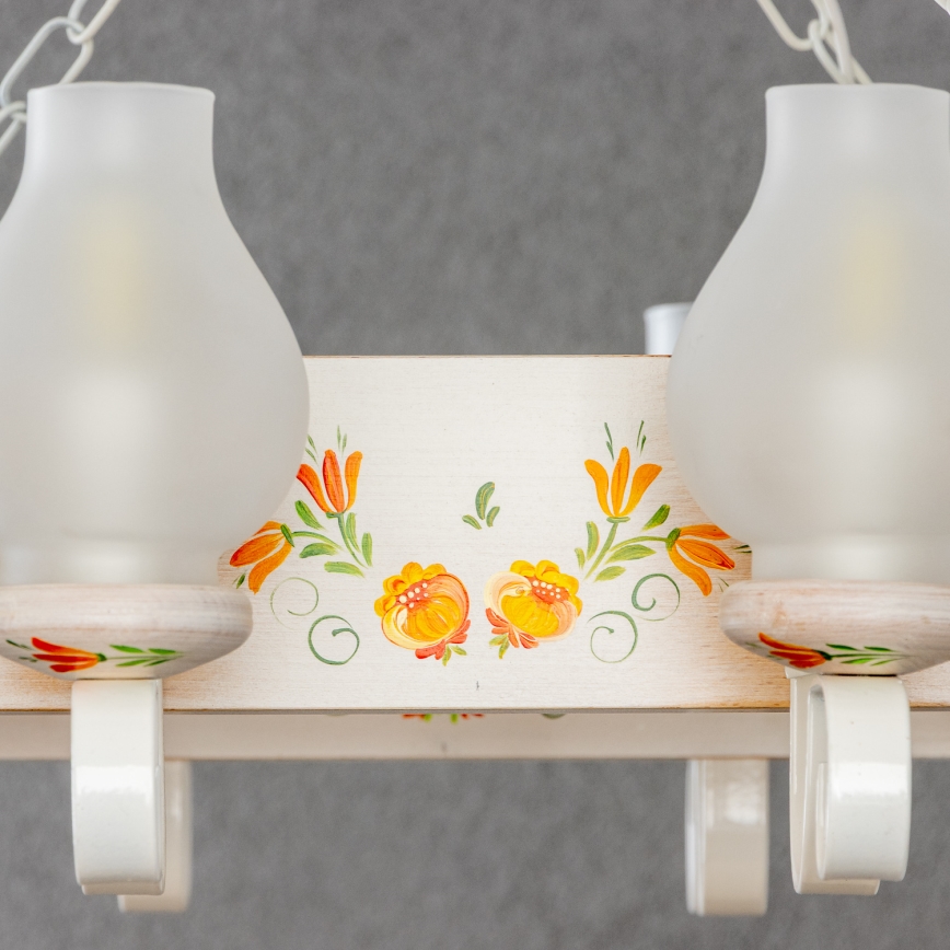 Brilagi - Láncos csillár QUEEN 8xE14/40W/230V bükk/krémszínű