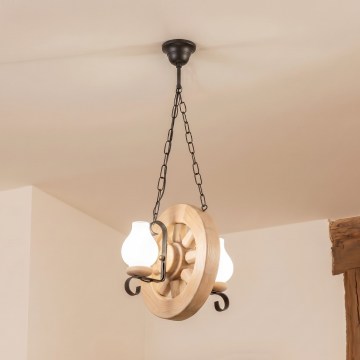 Brilagi - Láncos csillár ROATA 2xE14/40W/230V tölgy