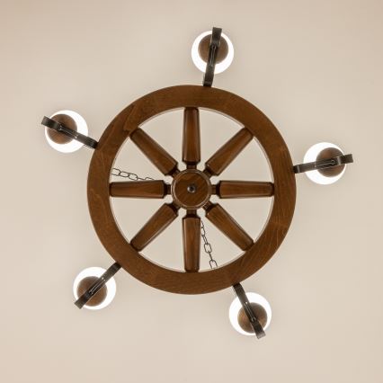 Brilagi - Láncos csillár ROATA 5xE14/40W/230V átm. 70 cm bükk/dió