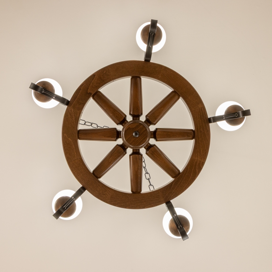 Brilagi - Láncos csillár ROATA 5xE14/40W/230V átm. 70 cm bükk/dió