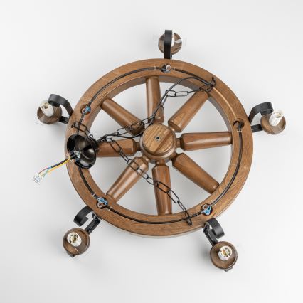 Brilagi - Láncos csillár ROATA 5xE14/40W/230V átm. 70 cm bükk/dió