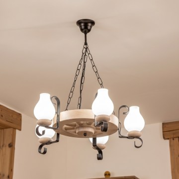 Brilagi - Láncos csillár ROATA 5xE14/40W/230V tölgy