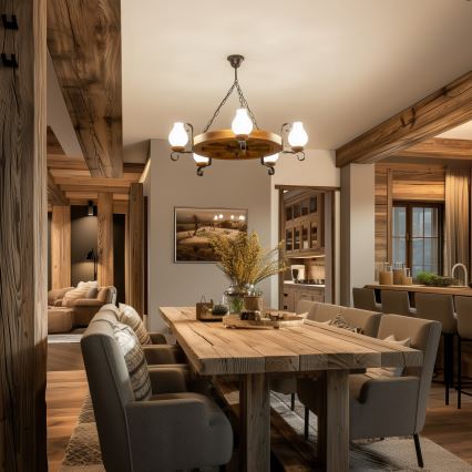 Brilagi - Láncos csillár ROATA 5xE14/40W/230V Ø 70 cm bükk