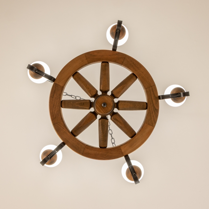 Brilagi - Láncos csillár ROATA 5xE14/40W/230V Ø 70 cm bükk