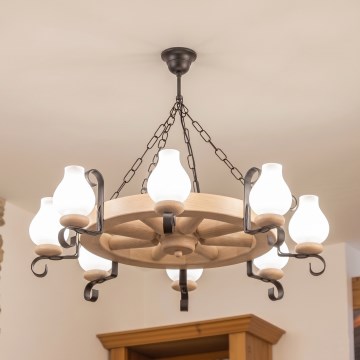 Brilagi - Láncos csillár ROATA 8xE14/40W/230V tölgy