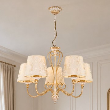 Brilagi - Láncos csillár SONIA 5xE27/15W/230V átm. 64 cm krémszínű/patina
