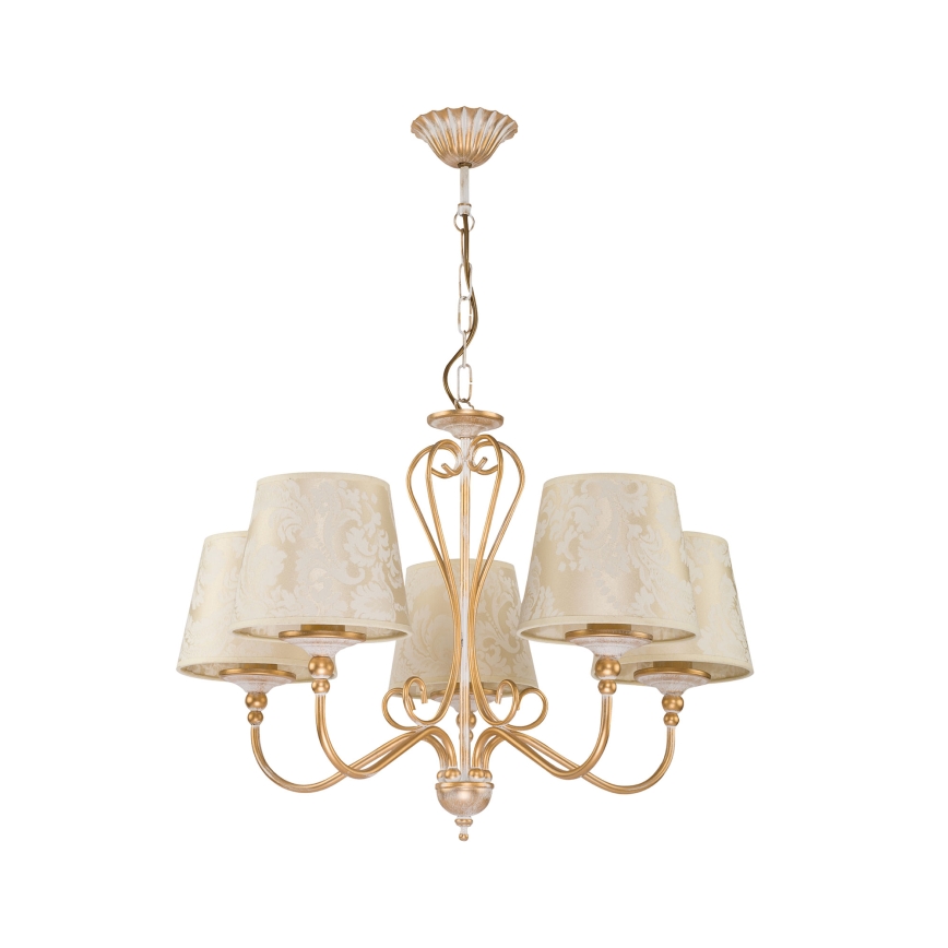 Brilagi - Láncos csillár SONIA 5xE27/15W/230V átm. 64 cm krémszínű/patina