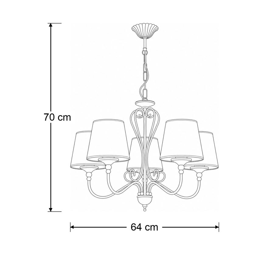 Brilagi - Láncos csillár SONIA 5xE27/15W/230V átm. 64 cm krémszínű/patina
