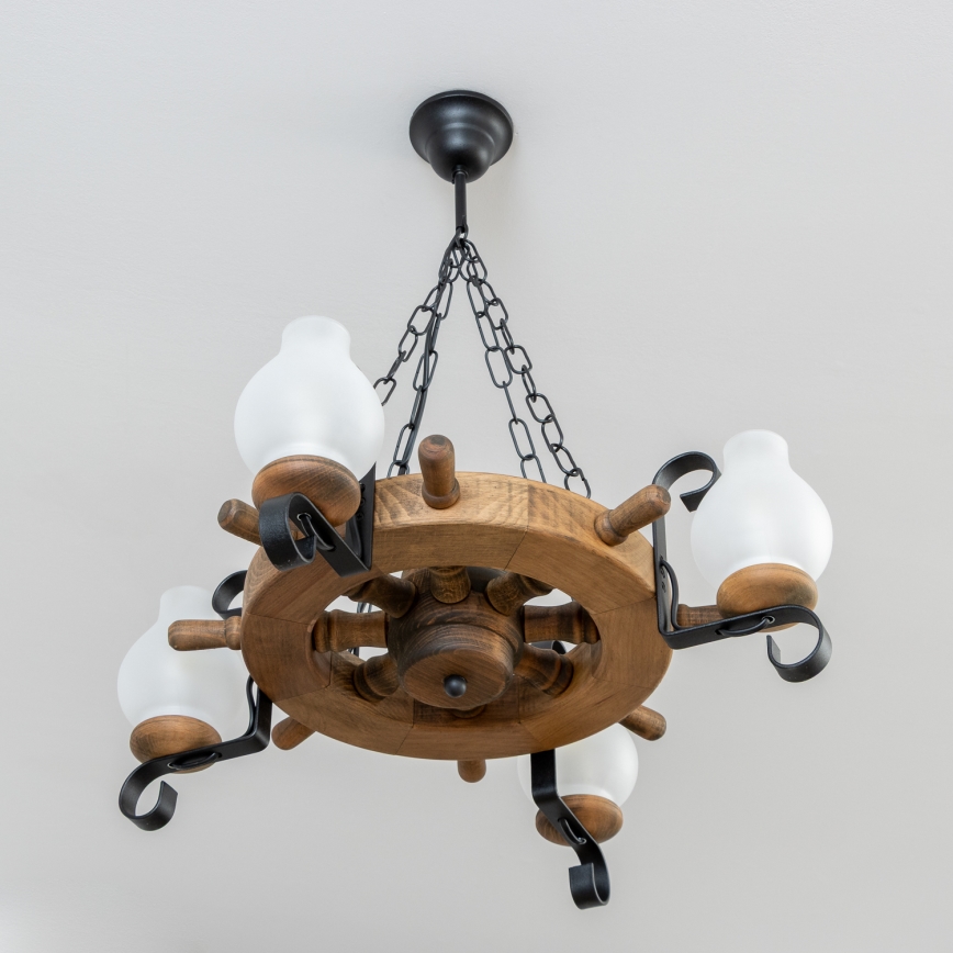 Brilagi - Láncos csillár TIMONA 4xE14/40W/230V átm. 50 cm bükk