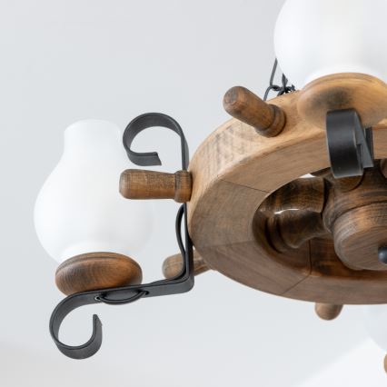 Brilagi - Láncos csillár TIMONA 4xE14/40W/230V átm. 50 cm bükk