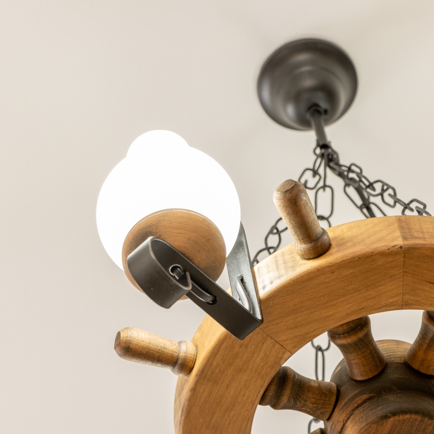 Brilagi - Láncos csillár TIMONA 4xE14/40W/230V átm. 50 cm bükk