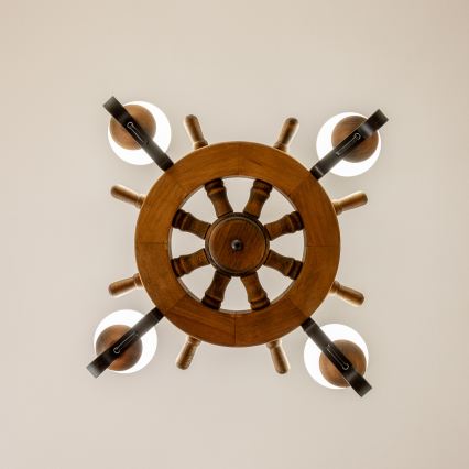 Brilagi - Láncos csillár TIMONA 4xE14/40W/230V átm. 50 cm bükk