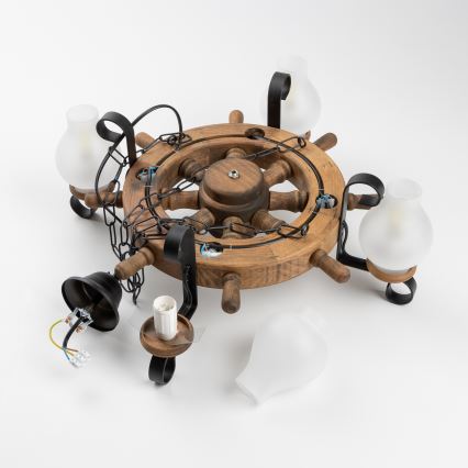 Brilagi - Láncos csillár TIMONA 4xE14/40W/230V átm. 50 cm bükk