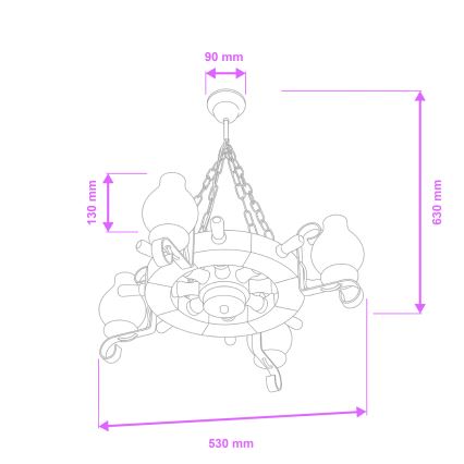 Brilagi - Láncos csillár TIMONA 4xE14/40W/230V átm. 50 cm bükk