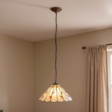 Brilagi - láncos Tiffany-vitrázs csillár FOLIA 1xE27/60W/230V átm. 40 cm