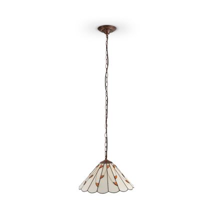 Brilagi - láncos Tiffany-vitrázs csillár FOLIA 1xE27/60W/230V átm. 40 cm